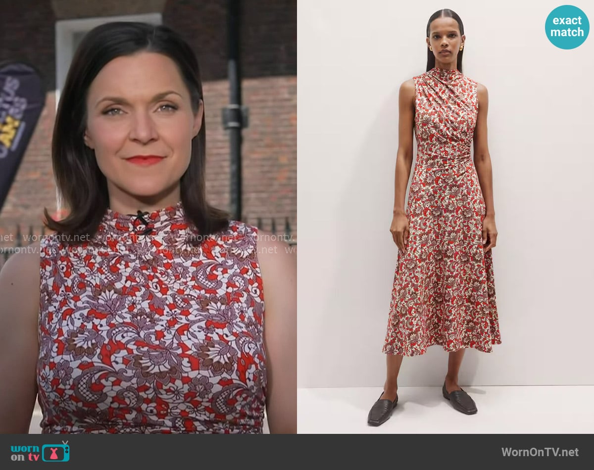 Maggie’s floral print mock neck dress on GMA