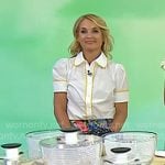 Meaghan Murphy’s white scalloped shirt and floral pants on Today