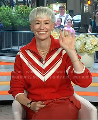 Megan Rapinoe’s red chevron stripe track jacket on Today