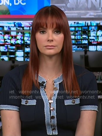 Melanie Zanona’s navy denim trim dress on NBC News Daily