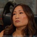 Melissa’s teal suede tie waist dress on Days of our Lives