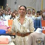 Melissa’s yellow striped shirt and maxi skirt on Today