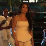 Mellissa’s pleated strapless jumpsuit on The Valley