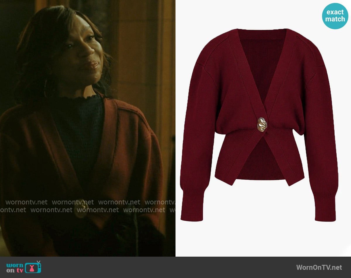 Micas Plus Size Solid Knit V-neck Cardigan worn by Candice (Reagan Gomez-Preston) on The Chi