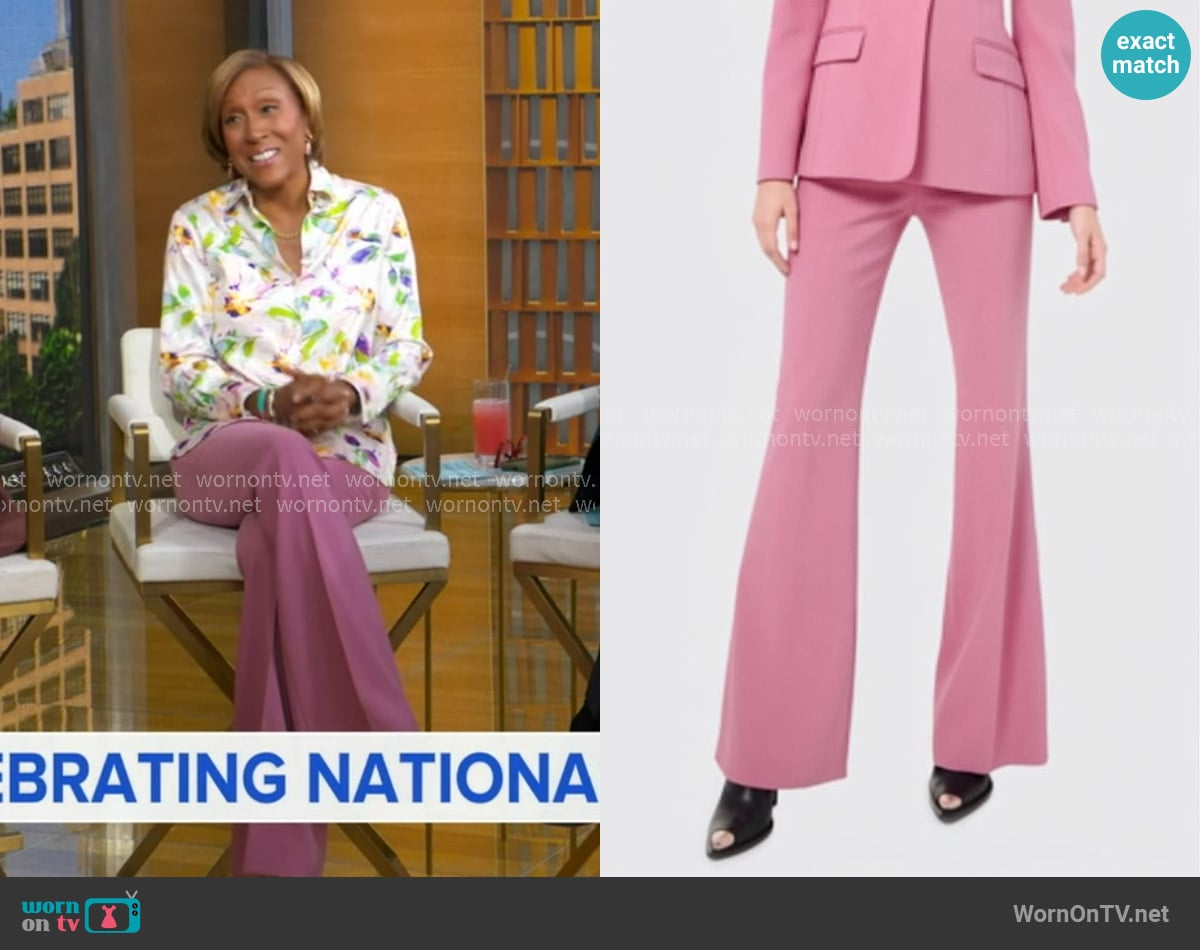 Michael Kors Charlie Stretch Pebble Crepe Flared Pants worn by Robin Roberts on Good Morning America