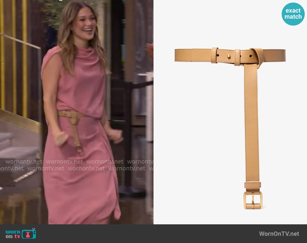 Michael Kors Kaitlin Leather Trouser Belt worn by Olivia Holt on Live with Kelly and Mark