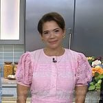 Michelle Rousseau’s pink guipure puff sleeve dress on Today