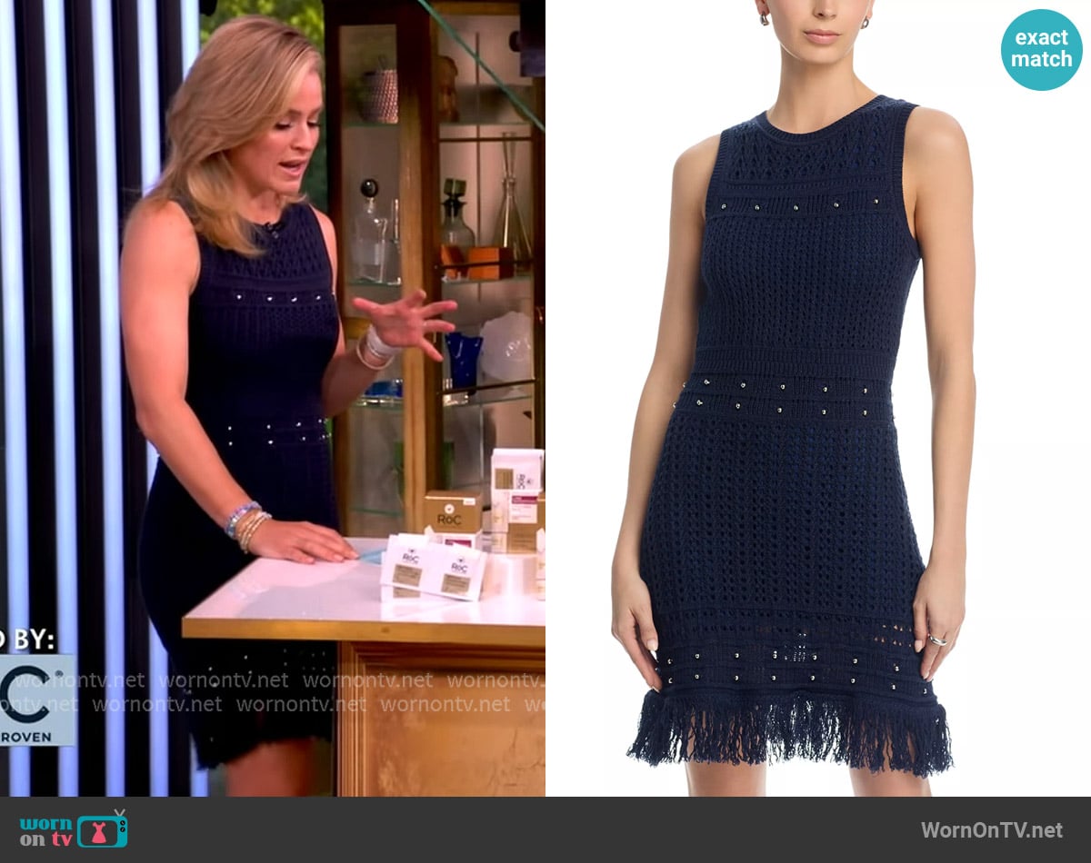 Milly Beaded Fringe Knit Shell Dress worn by Sara Haines on The View