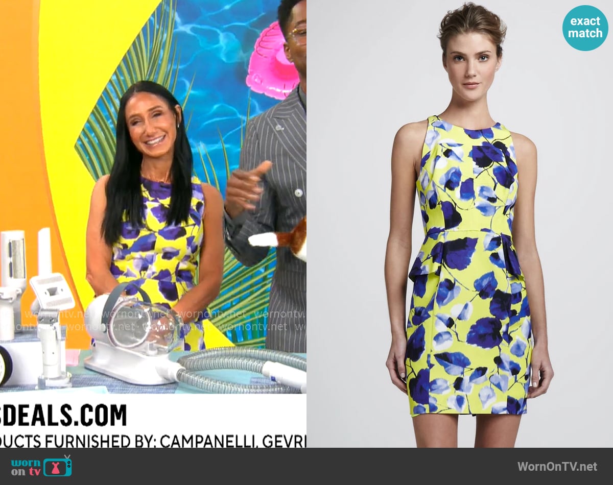 Milly Floral Print Peplum Dress worn by Elizabeth Werner on CBS Mornings