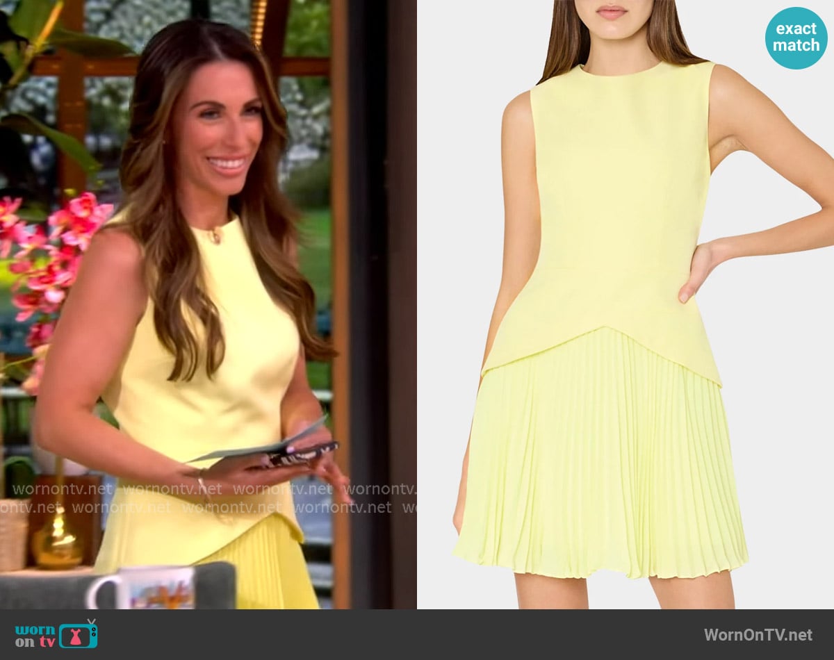 Alyssa’s yellow pleated mini dress on The View Alyssa’s yellow pleated mini dress on The View