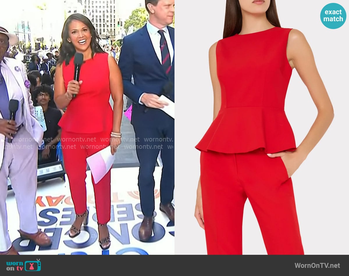 Laura’s red sleeveless peplum top on Today Laura’s red sleeveless peplum top on Today