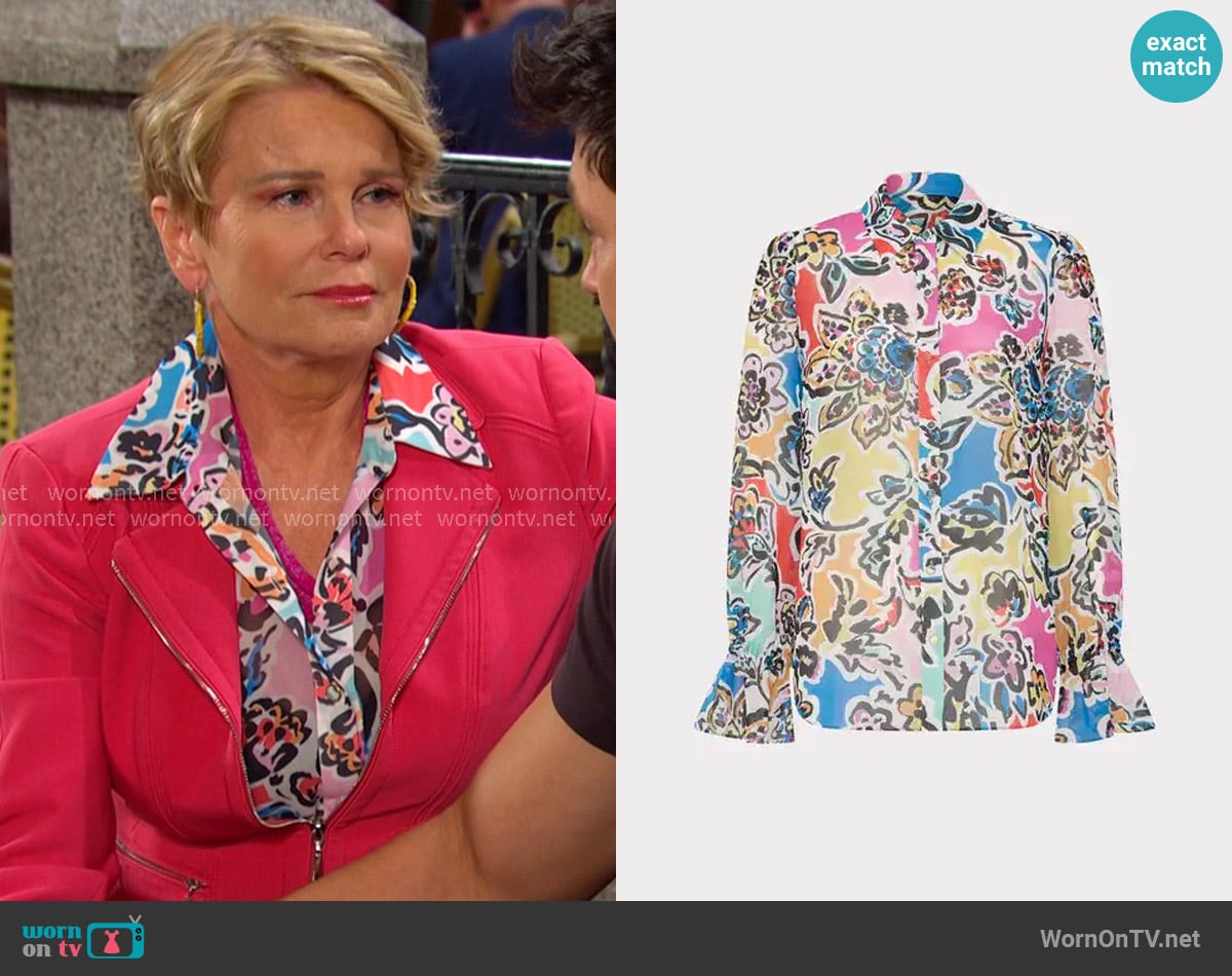 Milly Lacey Rainbow Oasis Long Sleeve Blouse worn by Bonnie Lockhart (Judi Evans) on Days of our Lives