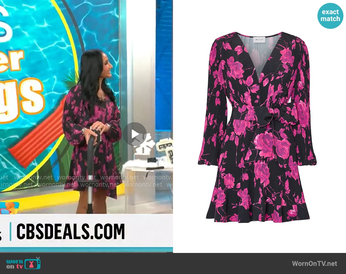 Milly Liv Amarilla Rose Dress worn by Elizabeth Werner on CBS Mornings