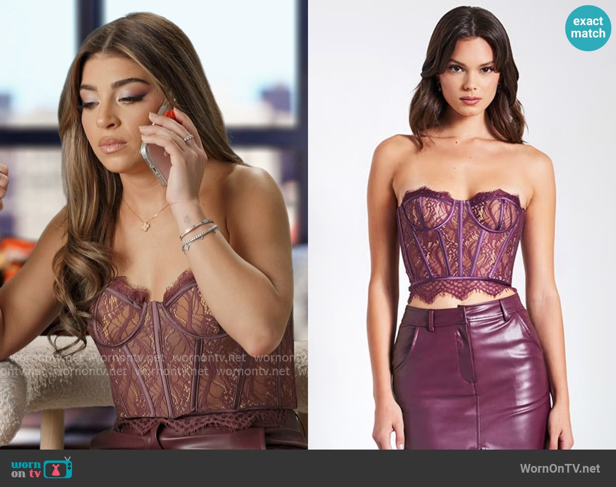 Miss Circle Purple Lace Corset Bustier Top worn by Gia Giudice on Next Gen NYC
