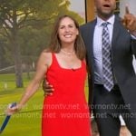 Molly Shannon's red sleeveless midi dress on Good Morning America
