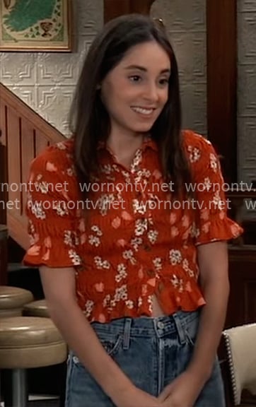 Molly’s red floral smocked top on General Hospital Molly’s red floral smocked top on General Hospital