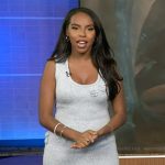 Mona’s metallic tweed fringe dress on Extra