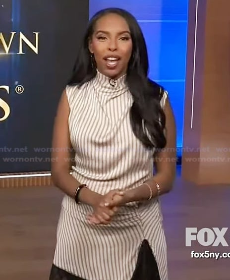 Mona’s striped lace trim mini dress on Extra
