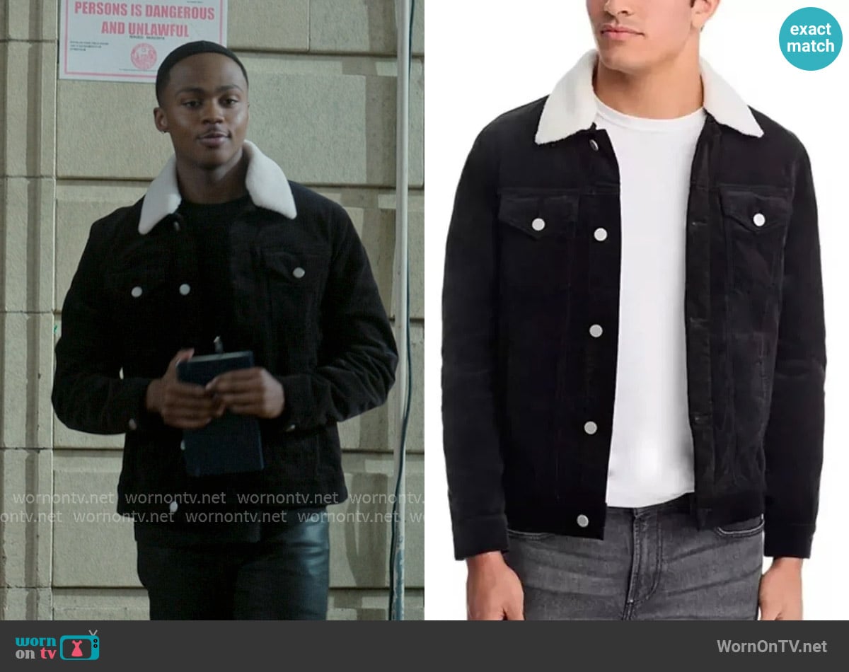 Monfrere Dean Needle Cord Trucker Jacket worn by Bakari Bronson (Ahmad Nicholas Ferguson) on The Chi