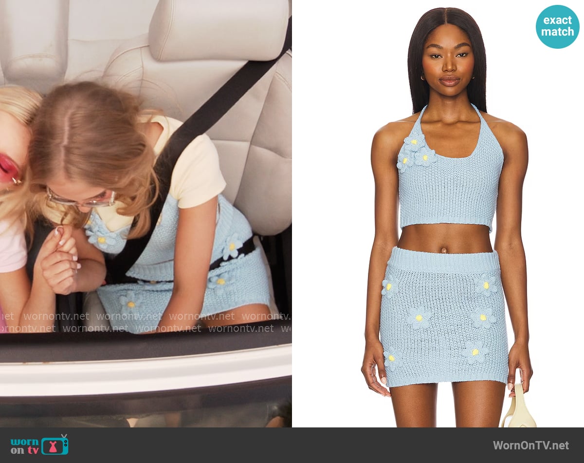 More To Come Claire Skirt Set in Baby Blue worn by Madison (Jessica Belkin) on Elle