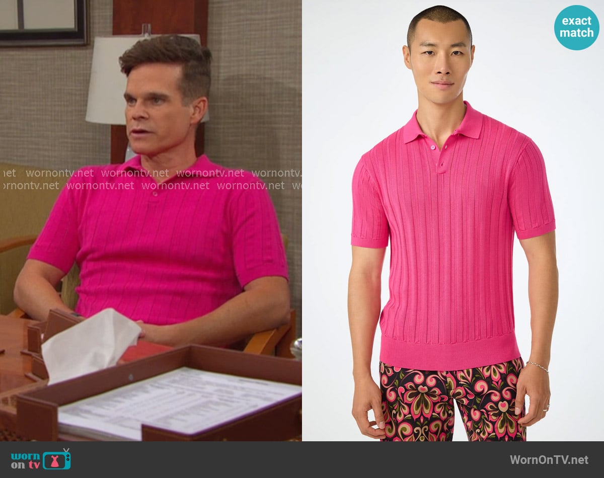 Leo’s pink ribbed polo on Days of our Lives