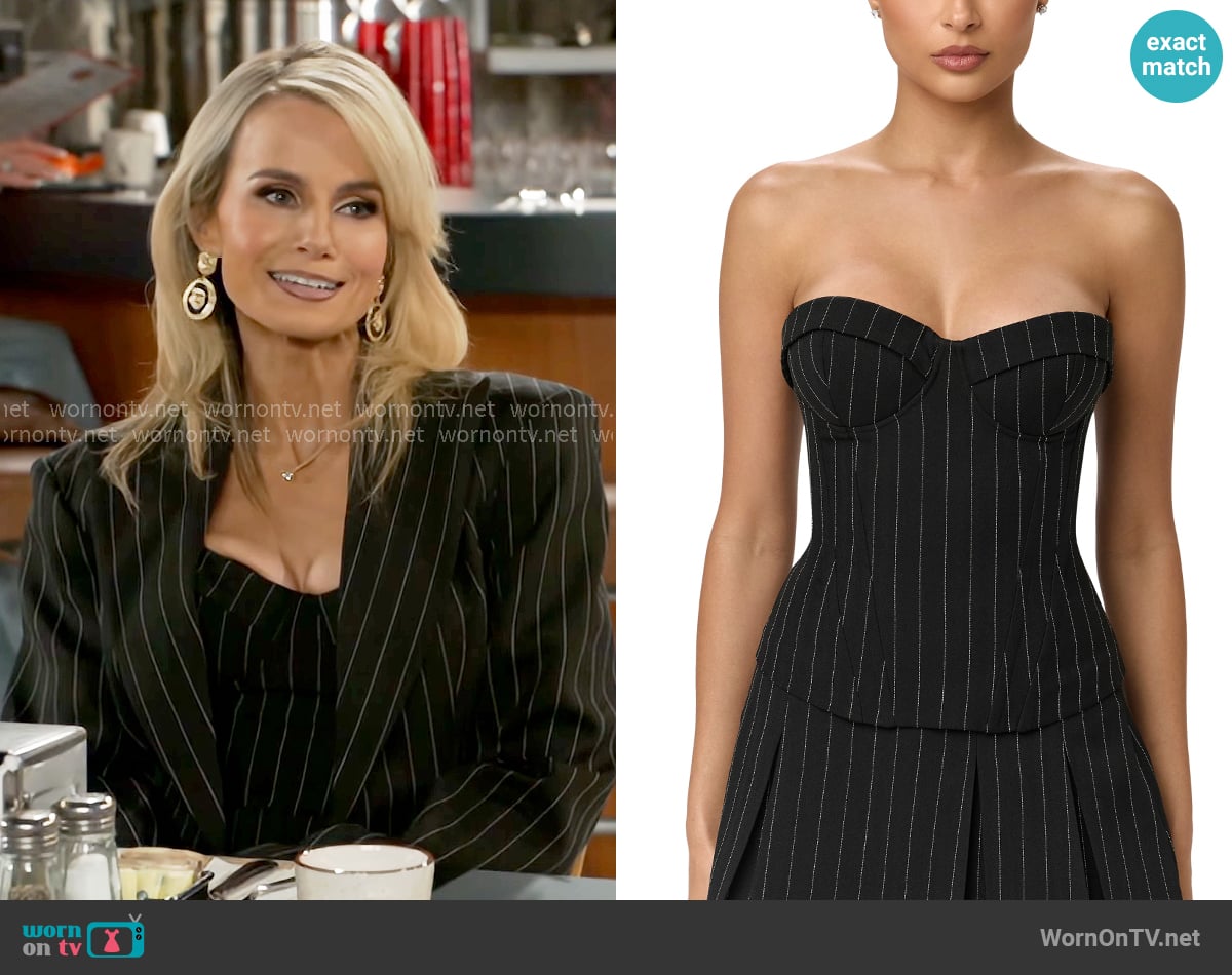 Naked Wardrobe Pinstripe Suiting Bustier Top worn by Vanessa McBride (Lauren Buglioli) on Beyond the Gates