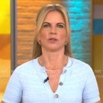 Natalie Morales’ light blue button front dress on CBS Mornings