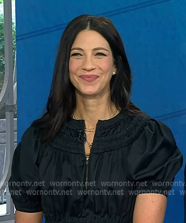 Natalie’s black puff sleeve half-zip dress on Today