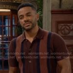 Nate’s brown striped knit shirt on The Young and the Restless