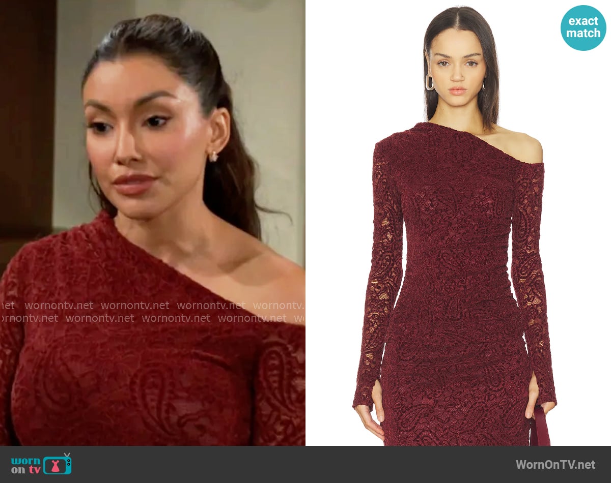 Nia Cleo Top in Cocoa worn by Audra Charles (Zuleyka Silver) on The Young and the Restless
