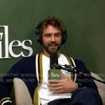 Nick Viall’s navy stripe trim cardigan on Today