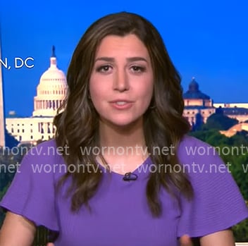 Nicole Sganga’s purple knit top on CBS Mornings Nicole Sganga’s purple knit top on CBS Mornings