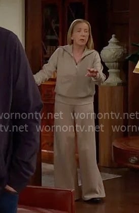 Nikki’s beige sweatshirt and pants set on The Young and the Restless