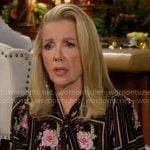 Nikki’s black and pink floral blouse on The Young and the Restless