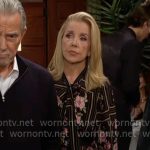 Nikki’s black and pink floral blouse on The Young and the Restless Nikki’s black and pink floral blouse on The Young and the Restless