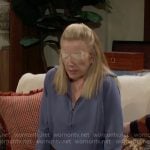 Nikki’s blue quarter zip sweatshirt and pants set on The Young and the Restless