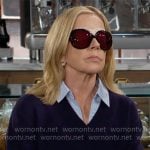 Nikki’s navy layered sweater on The Young and the Restless
