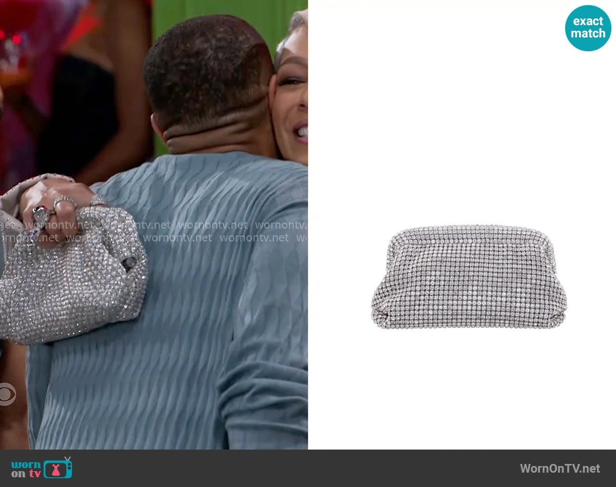 Nina All Over Crystal Frame Magnet Clutch worn by Anita Dupree (Tamara Tunie) on Beyond the Gates