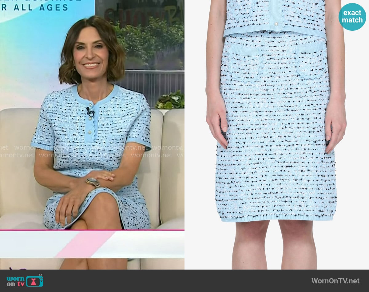 Suzy Welch’s blue knitted skirt on Today