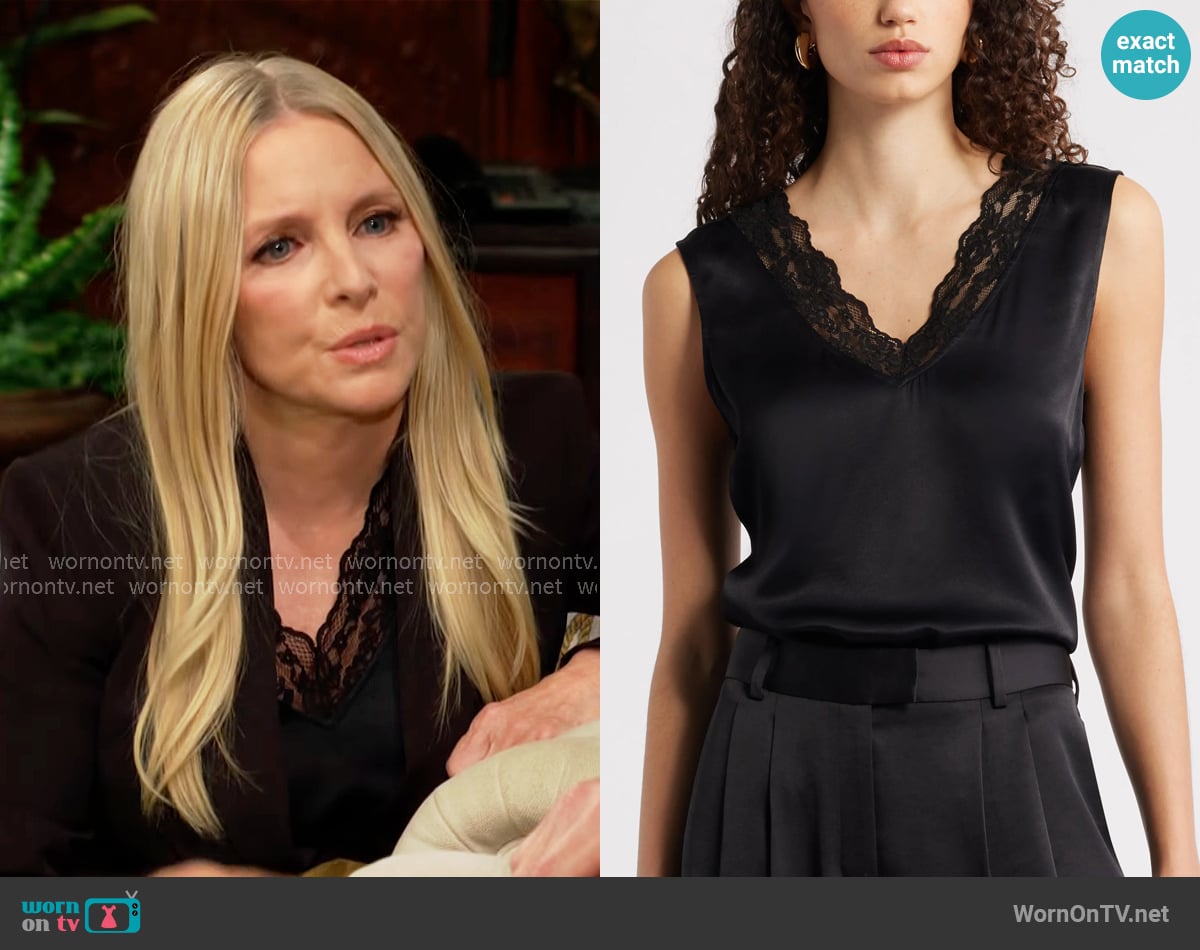 Nordstrom Lace Trim Satin Tank worn by Christine Blair Williams (Lauralee Bell) on The Young and the Restless