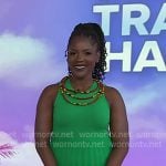 Oneika Raymond’s green pleated sleeveless dress on Today