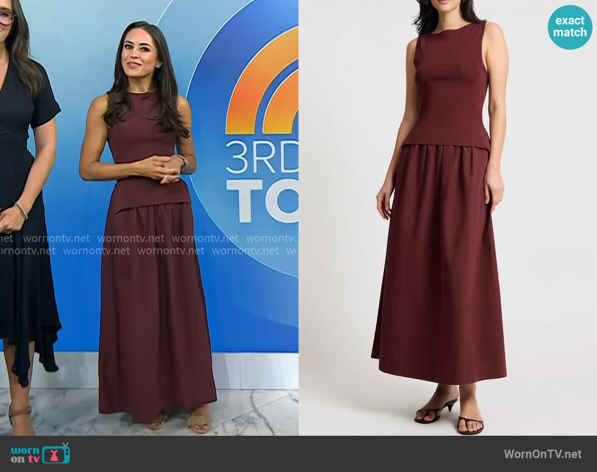 Kaylee’s brown mixed media dress on Today