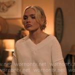 Oreana’s white v-neck sweater on Dutton Ranch