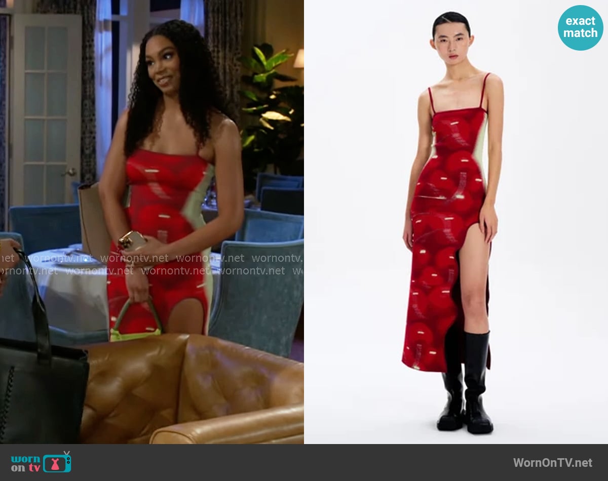 PH5 Iris Maxi Tank Dress in Cherry Red worn by Chelsea Hamilton (RhonniRose Mantilla) on Beyond the Gates