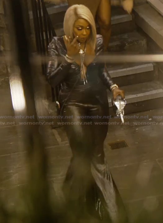 Phaedra’s silver metallic jumpsuit on The Real Housewives of Atlanta