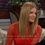 Phyllis's red mesh sleeve bandage dress on The Young and the Restless