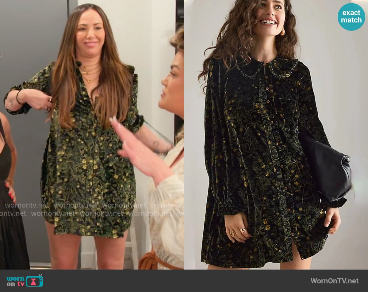 Pilcro Kiera Velvet Mini Dress worn by Janet Caperna on The Valley