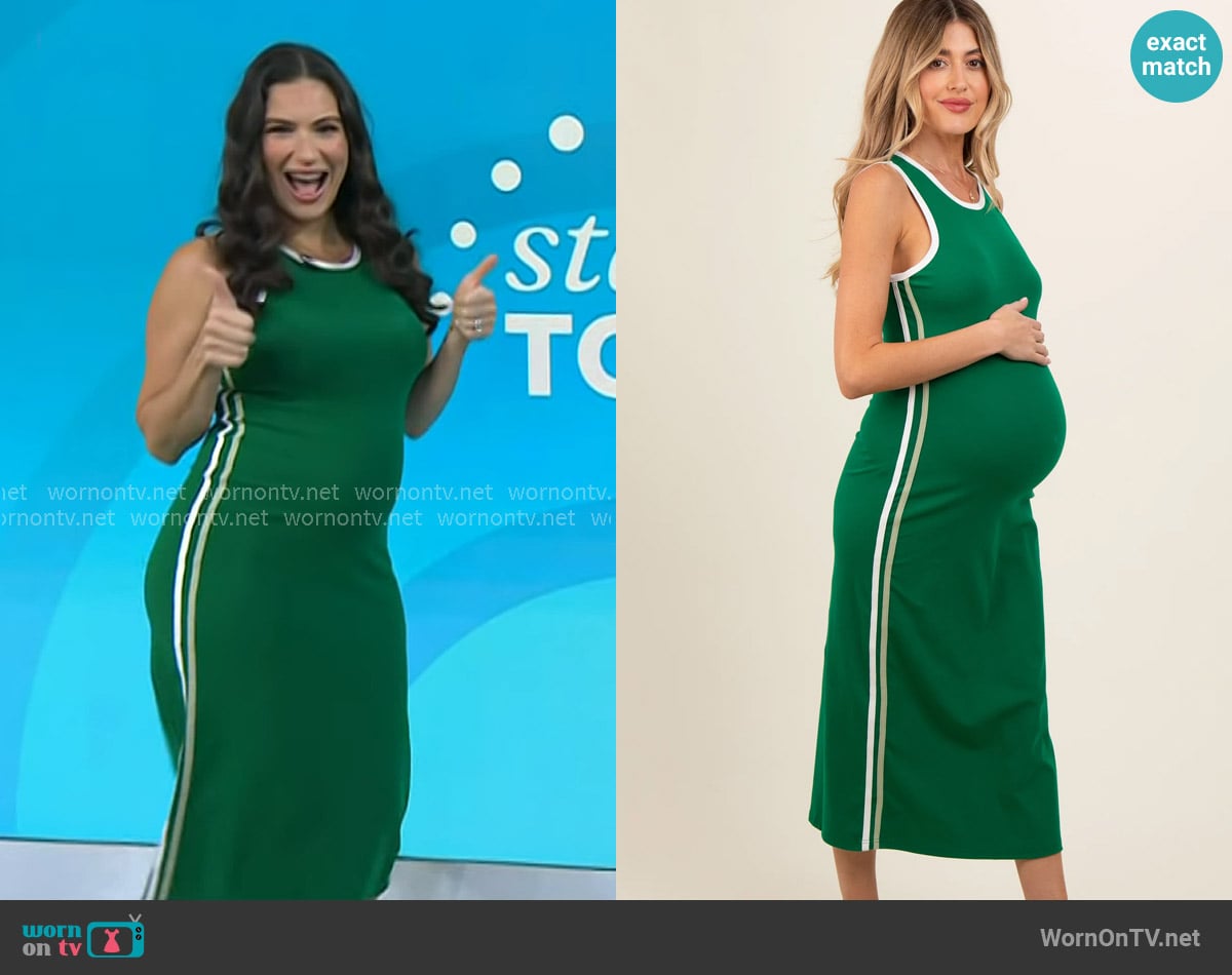 Pink Blush Sleeveless Contrasting Stripe Maternity Maxi Dress worn by Stephanie Mansour on Today