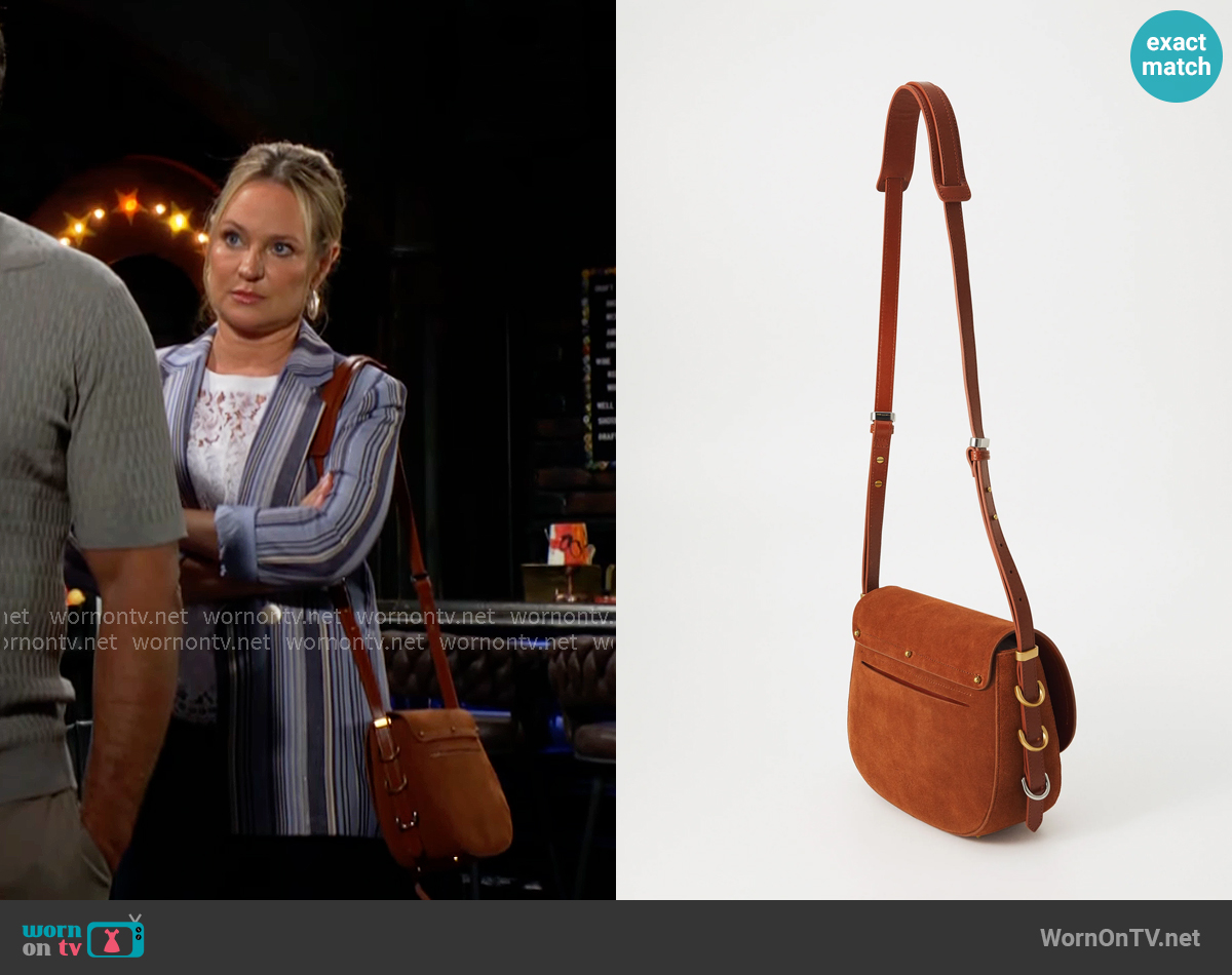 Pinko Classic Saddle Bag worn by Sharon Newman (Sharon Case) on The Young and the Restless