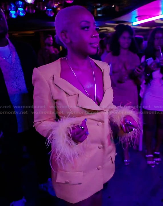 Pinky’s yellow blazer dress on The Real Housewives of Atlanta